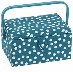 Sewing Basket Medium Blue Dots