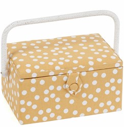 Sewing Basket Medium Yellow dots