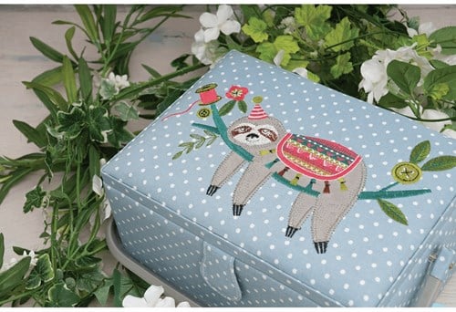 Sewing Basket Medium Embroidered Sloth-2