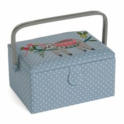 Sewing Basket Medium Embroidered Sloth
