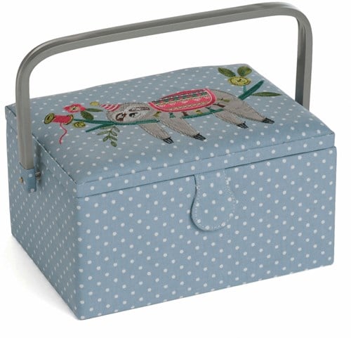 Sewing Basket Medium Embroidered Sloth