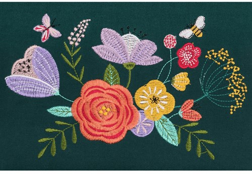 Naaimand Medium Embroidered Floral Garden Teal