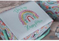 Sewing Basket Medium Embroidered Rainbow-2