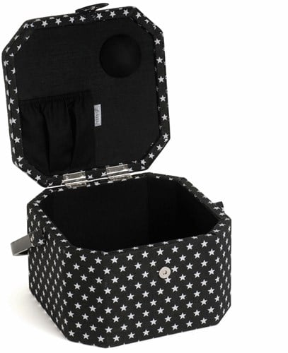 Sewing Basket Medium Octagonal Black Star-3