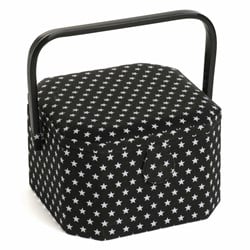 Sewing Basket Medium Octagonal Black Star