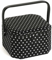 Sewing Basket Medium Octagonal Black Star
