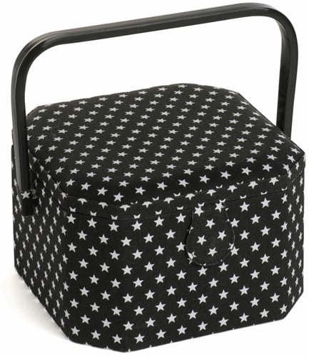 Sewing Basket Medium Octagonal Black Star