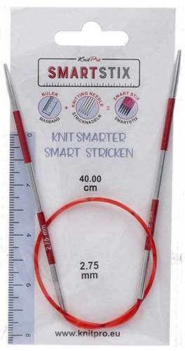 KnitPro Smartstix Fixed Circular Knitting Needles 40cm (Red) 2.75 mm