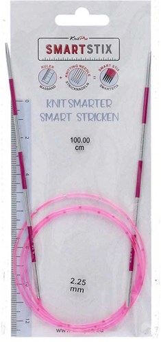 KnitPro Smartstix Fixed Circular Knitting Needles 100cm (Pink) 2.25 mm