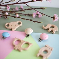 Wooden Pacifier Clip White-2