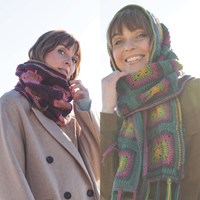 Katia Leaflet Paint Granny Shawl and Turtleneck Crochet Pattern NL/EN/DE/FR/ES/IT
