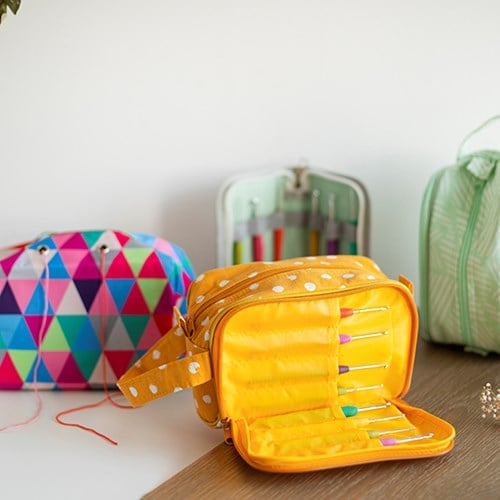 Yarnplaza Crochet Pouch Small Mustard Dots-2
