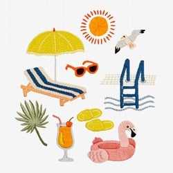 Embroidery Pattern Day at the Pool