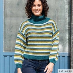 Kniting pattern Katia Merino Aran Striped sweater
