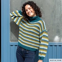 Kniting pattern Katia Merino Aran Striped sweater-2