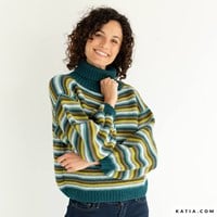 Kniting pattern Katia Merino Aran Striped sweater-3