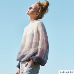 Knitting Pattern Mohair Shades Striped Top-Down Sweater
