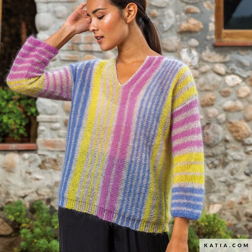 Knitting Pattern Mohair Shades Vertical Striped Sweater