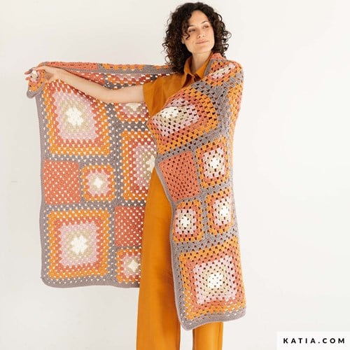 Crochet pattern Katia Merino Aran Granny Blanket-3