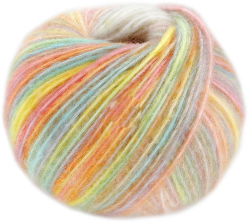 Lana Grossa Picasso 010 Cream/Light Beige/Pink/Pale Green/Light Grey/Pale Yellow/Curry/Grey-Blue/Salmon Pink/Orange