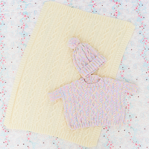 Knitting pattern Stylecraft Sweet Dreams Baby Poncho, Blanket & Hat-2
