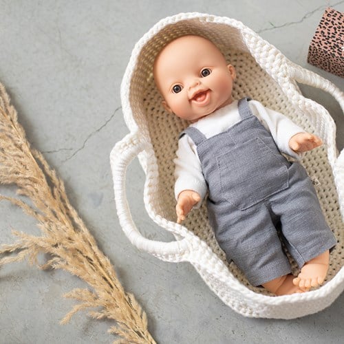 Acrylic Ribbon Doll Carry Cot Crochet Kit 1 Off white