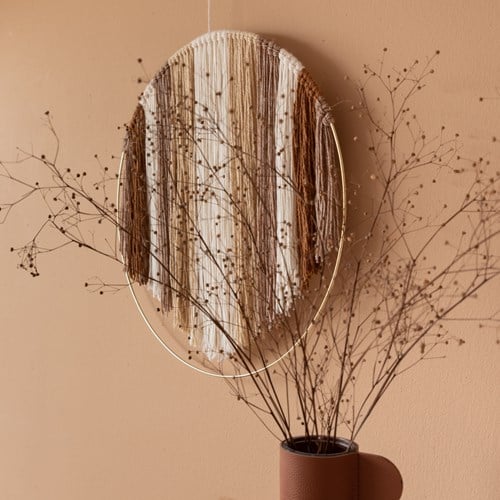 Yarn and Colors Rainbow in a Hoop Wall Hanging 002 Cream Macramé Kit-2
