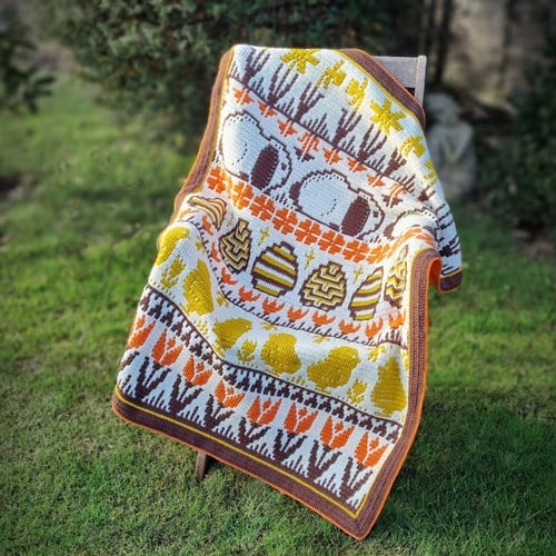 Spring into easter blanket Retro Crochetkit - with Digital Pattern