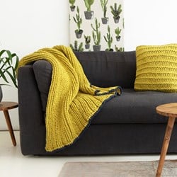 Crochet Pattern RibbonXL Tunesian Textured Stripes Blanket and Cushion