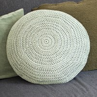 Crochet Pattern Acrylic Ribbon Round Cushion