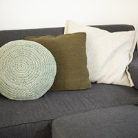 Acrylic Ribbon Round Cushion Crochet Kit 1 Misty green-2