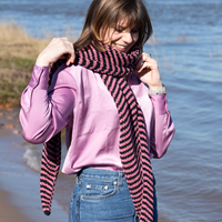 Stripes Scarf Knit kit 002 Black & Linnen