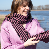 Stripes Scarf Knit kit 002 Black & Linnen-2