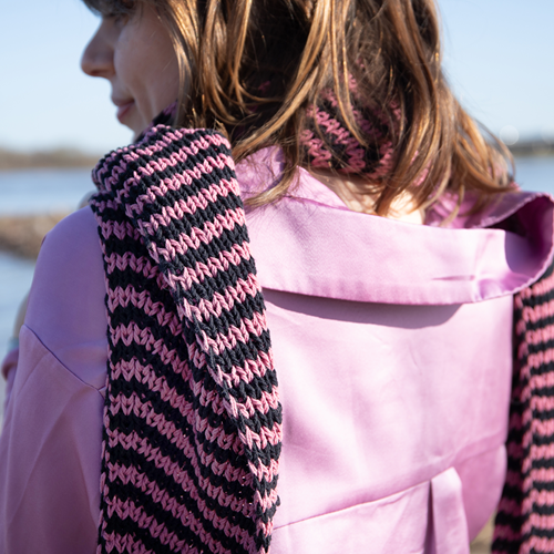 Stripes Scarf Knit kit 002 Black & Linnen-3