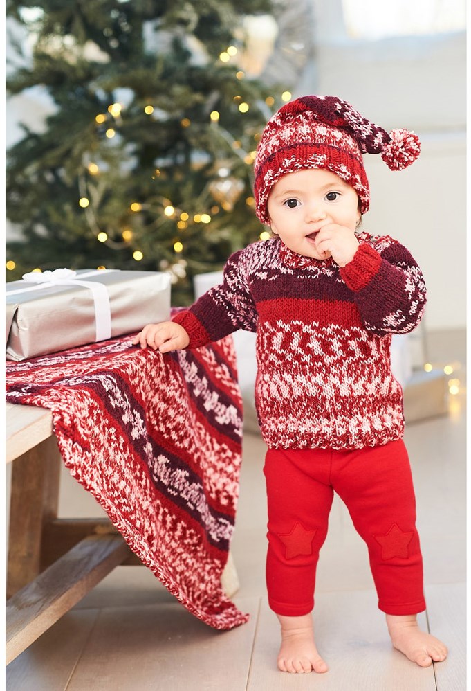 Stylecraft knitting pattern Easy Fair Isle Sweater Blanket and Hat Yarnplaza