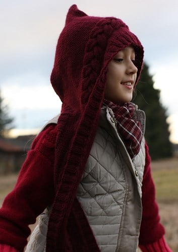 Knitting Pattern Bravo Hooded Scarf