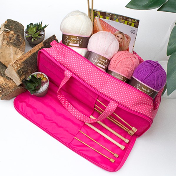 Yarnplaza Knitting Bag Pink Polka Dot 