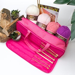 Yarnplaza Knitting Bag Pink Polka Dot 