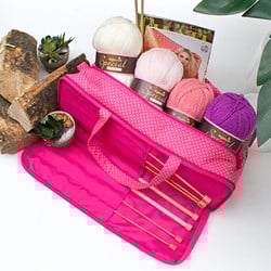 Yarnplaza Knitting Bag Pink Polka Dot