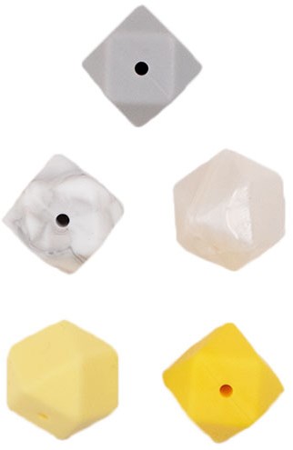 Durable Silicone Hexagon Beads 5 pieces Yellow
