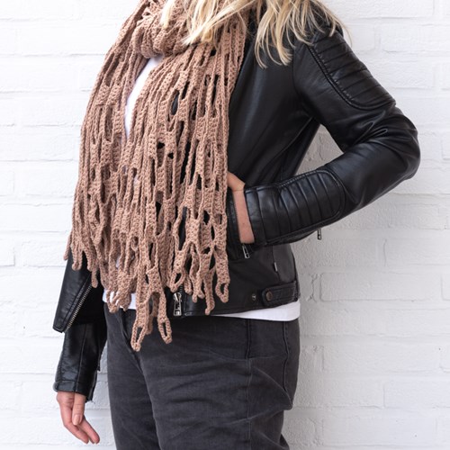 Yarn and Colors Slouchy Stripes Shawl Crochet Kit 006 Taupe