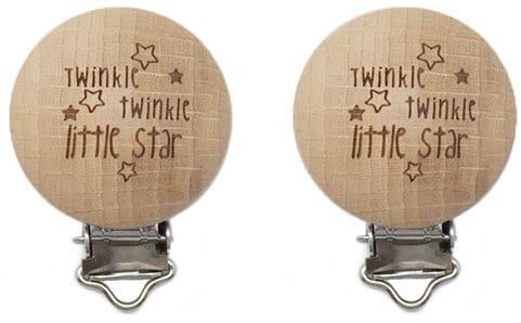 Durable Wooden Pacifier clips 2 pieces 61 Twinkle Twinkle Little Star