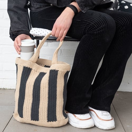 Yarn and Colors Striped Tote Bag Crochet Kit 006 Taupe-2