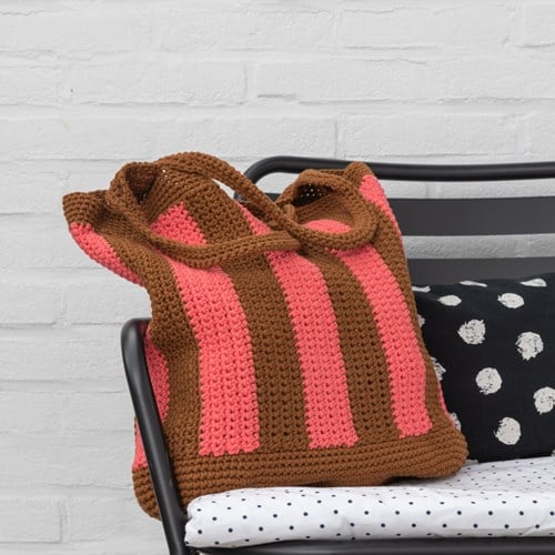 Yarn and Colors Striped Tote Bag Crochet Kit 006 Taupe-3