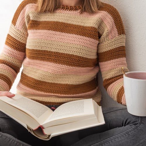 Yarn and Colors Sunset Stripes Sweater Crochet Kit 2 Satay XL