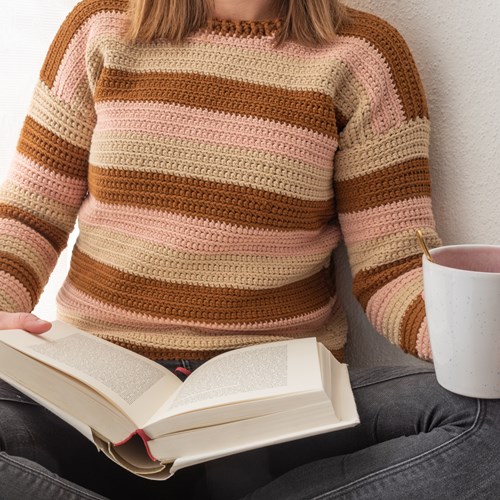 Yarn and Colors Sunset Stripes Sweater Crochet Kit 2 Satay XS