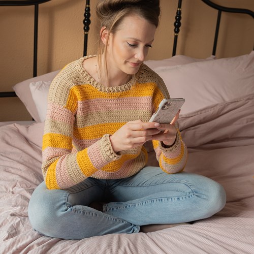 Yarn and Colors Sunset Stripes Sweater Crochet Kit 1 Mustard XXL
