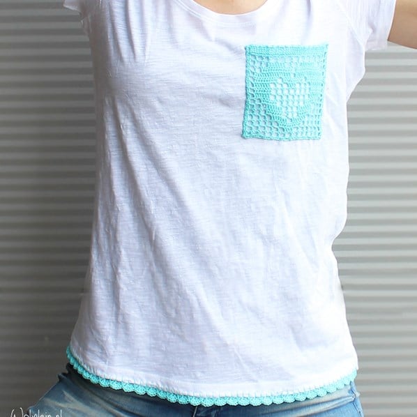 Hand Crocheted LV Pocket T-Shirt - Ready-to-Wear