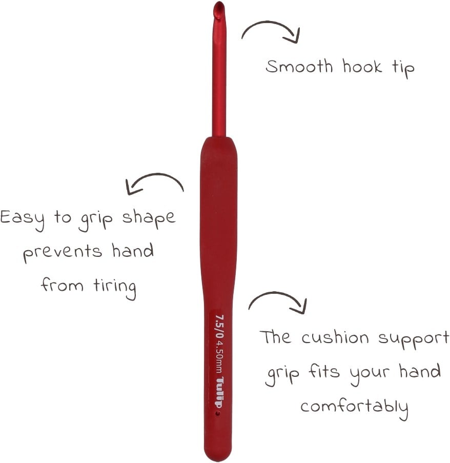 ETIMO Red Crochet Hook with Cushion Grip