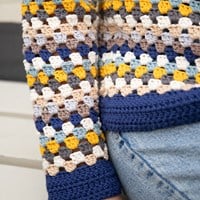 Granny Stripe Sweater Crochet Kit Collar Yellow L/XL-2